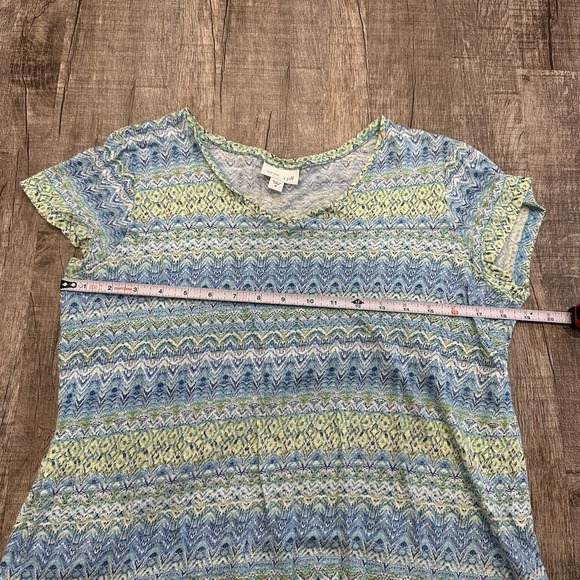 J Jill‎ Love Linen Womens Short Sleeve Tee Geometric Print 100% Linen Sz M Flowy - Picture 3 of 8